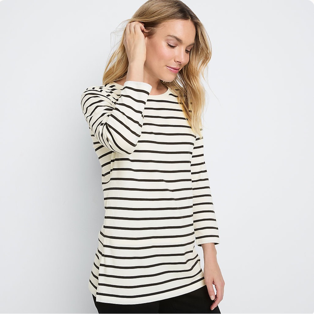 Lands' End Women's 3/4 Sleeve Supima Cotton Crewneck Tunic Like New